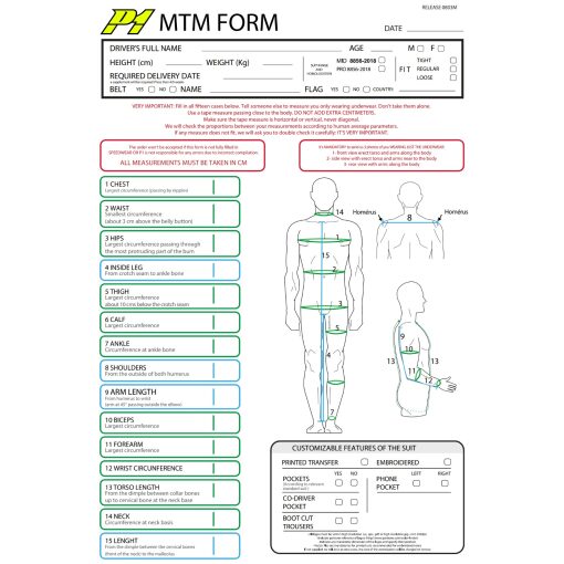 P1 Size Chart MTM