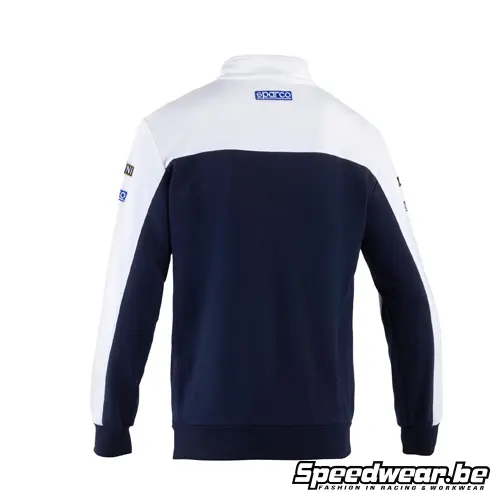 Sparco Racing, pull à col rond et demi-fermeture éclair, blanc